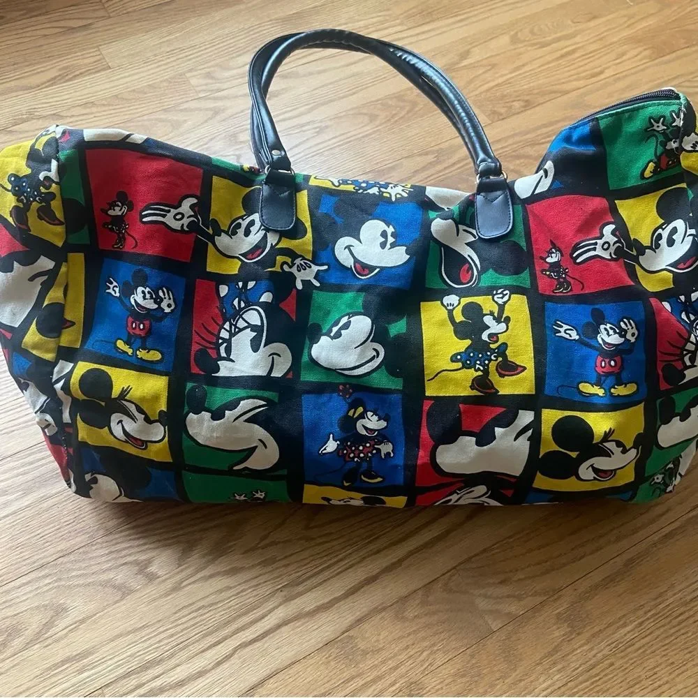 VINTAGE MICKEY MOUSE DISNEY COLORFUL TOTE DUFFEL BAG
